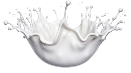 Milk splash in a smooth curve shape realistic droplets on transparent background