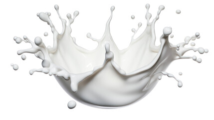 Milk splash in a smooth curve shape realistic droplets on transparent background
