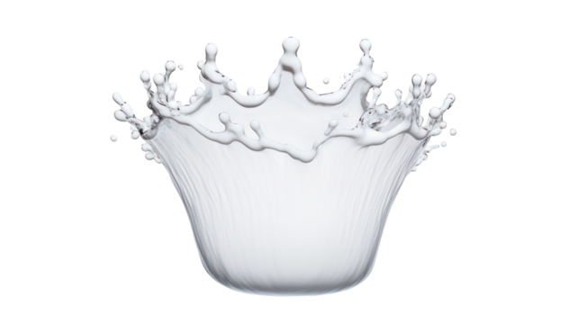 Milk splash in a smooth curve shape realistic droplets on transparent background