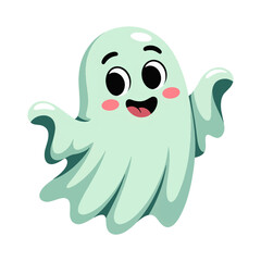 Happy cartoon ghost isolated on white background