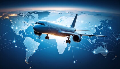 airplane flying around the world