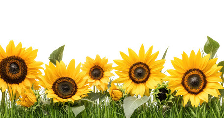 Obraz premium Sunflower Row on Transparent Background