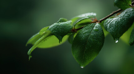 experience enchanting summer landscape with lush green leaves glistening after gentle rain