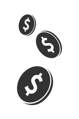 Three coins graphic icon. Coins dollars abstract isolated sign on white background. Vector illustration