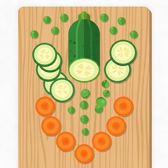 Chopped Zucchini with Carrots, and Peas.