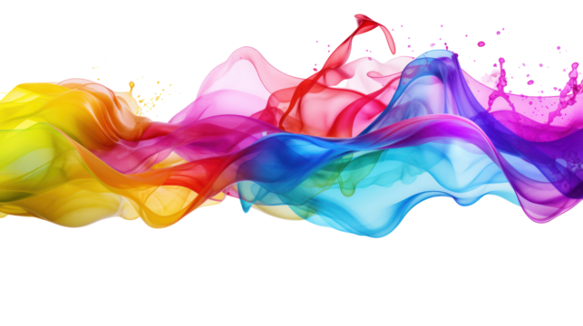 Rainbow color splash artistic rainbow-colored paint splash on transparent background