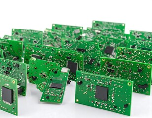 Many green circuit boards