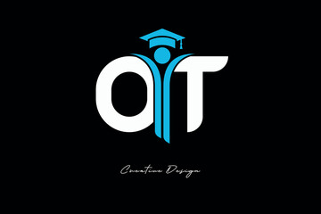 OT Creative Education monogram Logo Design Academic Graduation Symbol with Student Icon for Learning, Training & Professional Branding