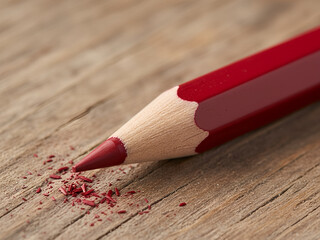 Obraz premium AI generated. A red pencil on a wooden background. Election vote.
