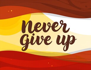 Motivational graphic with the words "Never Give Up