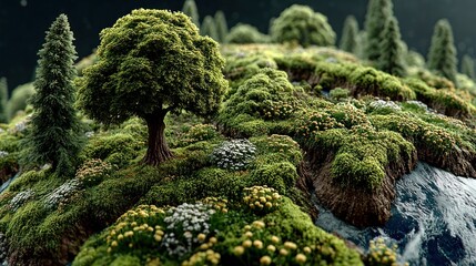 Fototapeta premium Earth covered in greenery, symbolizing harmony with nature