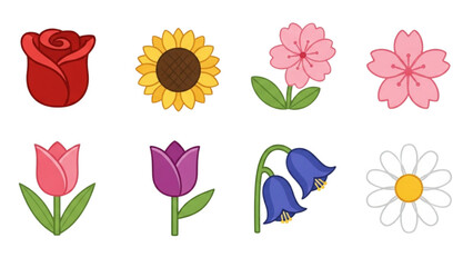 Flowers Emoji Icon Set | Vector Flower Emoticons, Stickers and Symbols Collection