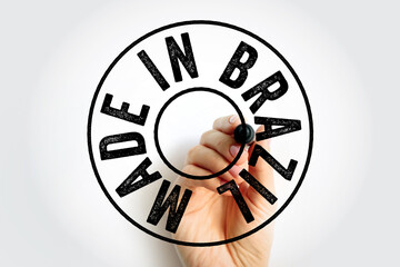 Made in Brazil text emblem stamp, concept background
