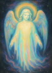 Obraz premium Ethereal angelic figure in light.