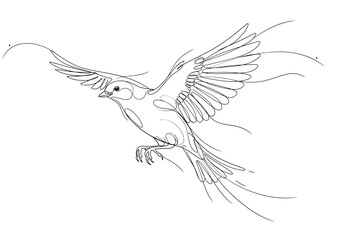 Obraz premium Elegant line art drawing of a bird in graceful flight.