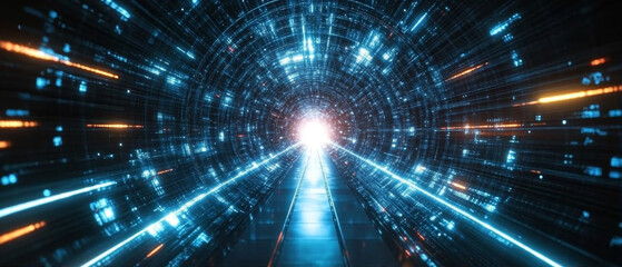 Naklejka premium Digital Explosion of Light with a Central Bright Point and Radiating Energy