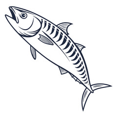 Stylized mackerel fish illustration in vibrant colors