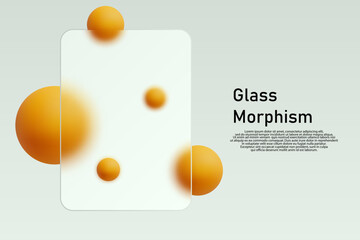 Technological abstraction 3D shapes and a Glass Morphism effect with text. Eps 10