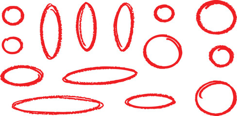 Hand-Drawn Red Circles and Ovals Set for Annotation, Highlight, and Emphasis