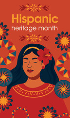 Hispanic Heritage Month. National Hispanic Heritage Month text, Papel Picado, Spanish pattern.	
