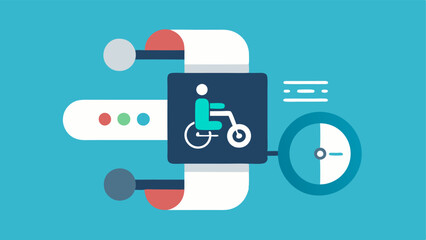 Adaptive Fitness Tracker A fitness tracker on a wrist with adjustable ss for different arm sizes and an interface showing daily activity stats for wheelchair users.