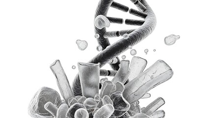 DNA Strand Explosion with Science Abstract.