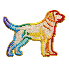 Colorful Embroidered Dog Patch: Playful Animal Design for Clothing Craft Projects