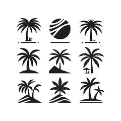 Fototapeta premium Palm Tree Icon Set – Tropical Vector Illustrations Collection