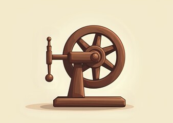 Wooden Spinning Wheel Illustration