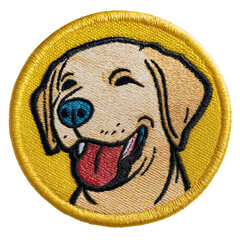 Labrador Retriever Patch - Smiling Dog Embroidered Badge on Yellow Background