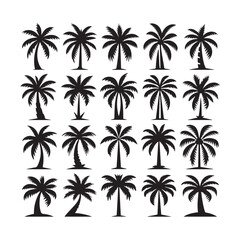 Fototapeta premium Palm Tree Icon Set – Tropical Vector Illustrations Collection