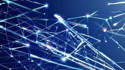 An abstract image of a network of lights. Digital technology connects to the digital network. Abstract communication in blue abstract communication. A conceptual depiction of a web of lifestyle.