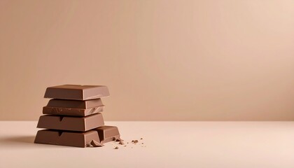Obraz premium Minimalist stock photo of chocolate, placed on a clean pastel background