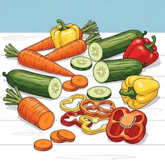 Fresh Vegetables with Wooden Table.