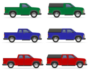 car pickup for the transportation of passengers and goods cartoon stock vector illustration isolated on white background