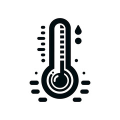 Minimalist Thermometer Illustration in Dark Monochrome Design