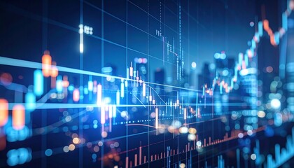 financial charts over cityscape symbolizing stock market activity