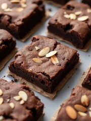 Delicious chocolate brownies bakery food photography cozy kitchen overhead view dessert indulgence