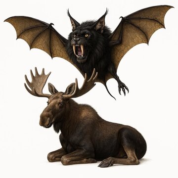 Lion bat with opened wings