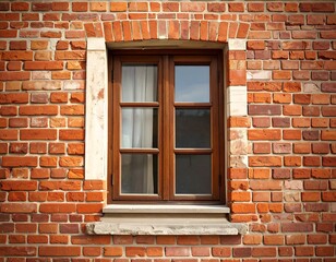 Brick wall with a wooden window