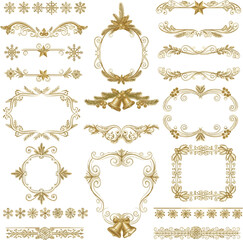 Create a kinds of deferent Christmas background, gold holidays border, frame vector art with white background..