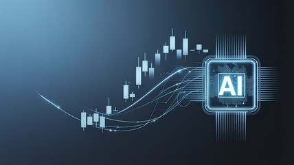 Futuristic ai chip powers global financial market data analysis and growth