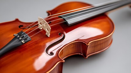 Fototapeta premium Classic wooden violin, polished brown and elegant, a musical instrument for performance and practice