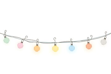 stylized pixel mosaic Christmas garland lights in pixel art design isolated on white background, Christmas and New Year sign symbol