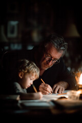 Father Helping with Homework