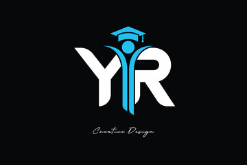 YR Creative Education monogram Logo Design Academic Graduation Symbol with Student Icon for Learning, Training & Professional Branding