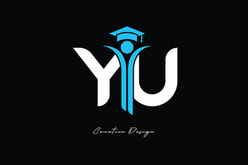 YU Creative Education monogram Logo Design Academic Graduation Symbol with Student Icon for Learning, Training & Professional Branding