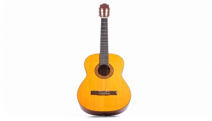 Obraz premium classical acoustic guitar with natural wood finish on neutral background