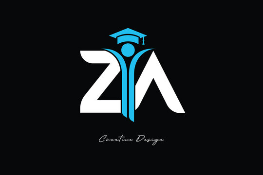 ZA Creative Education monogram Logo Design Academic Graduation Symbol with Student Icon for Learning, Training & Professional Branding