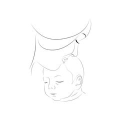 Mother and Baby One Line Art